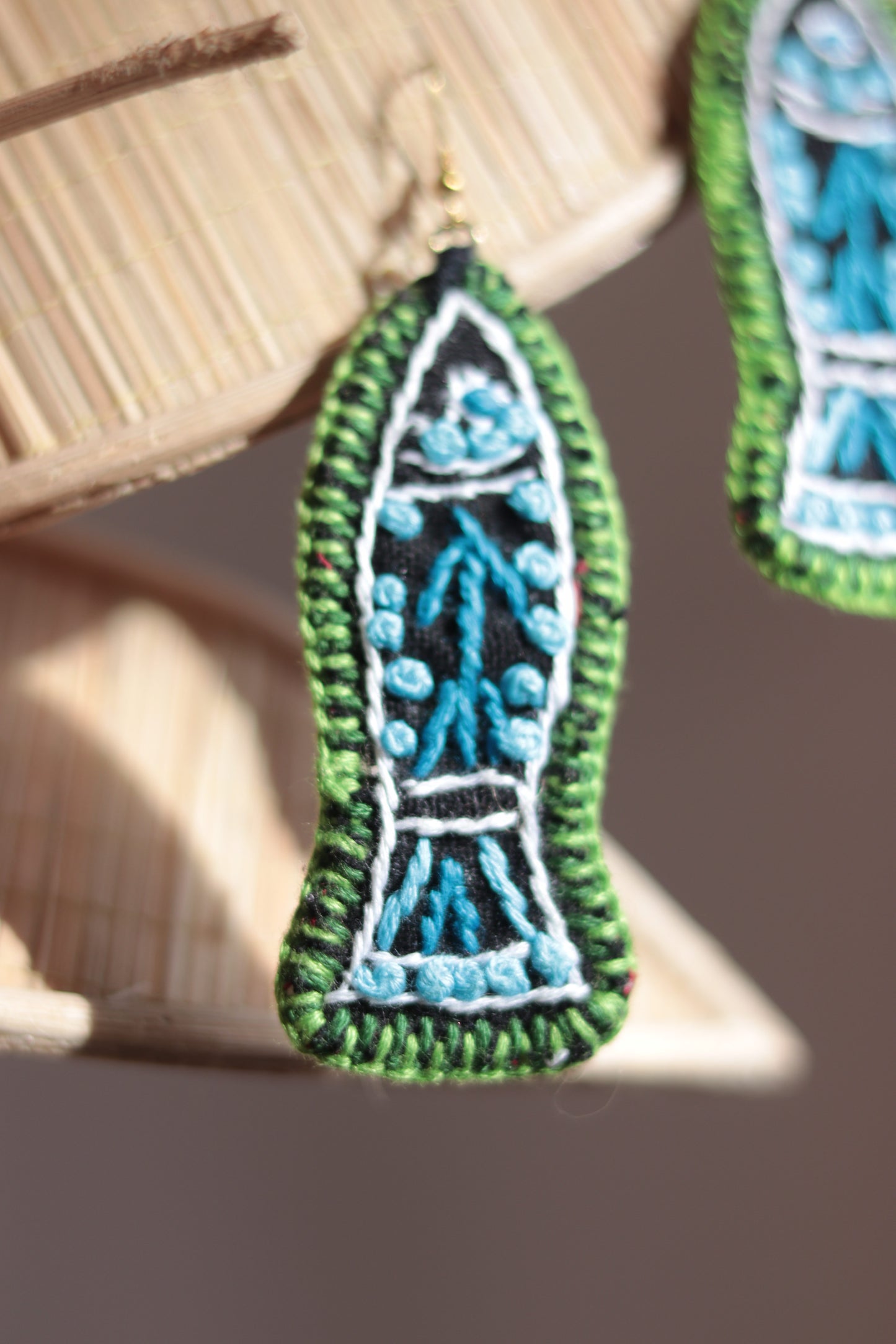 Handembroidered Fish Fabric Earings New- GE112