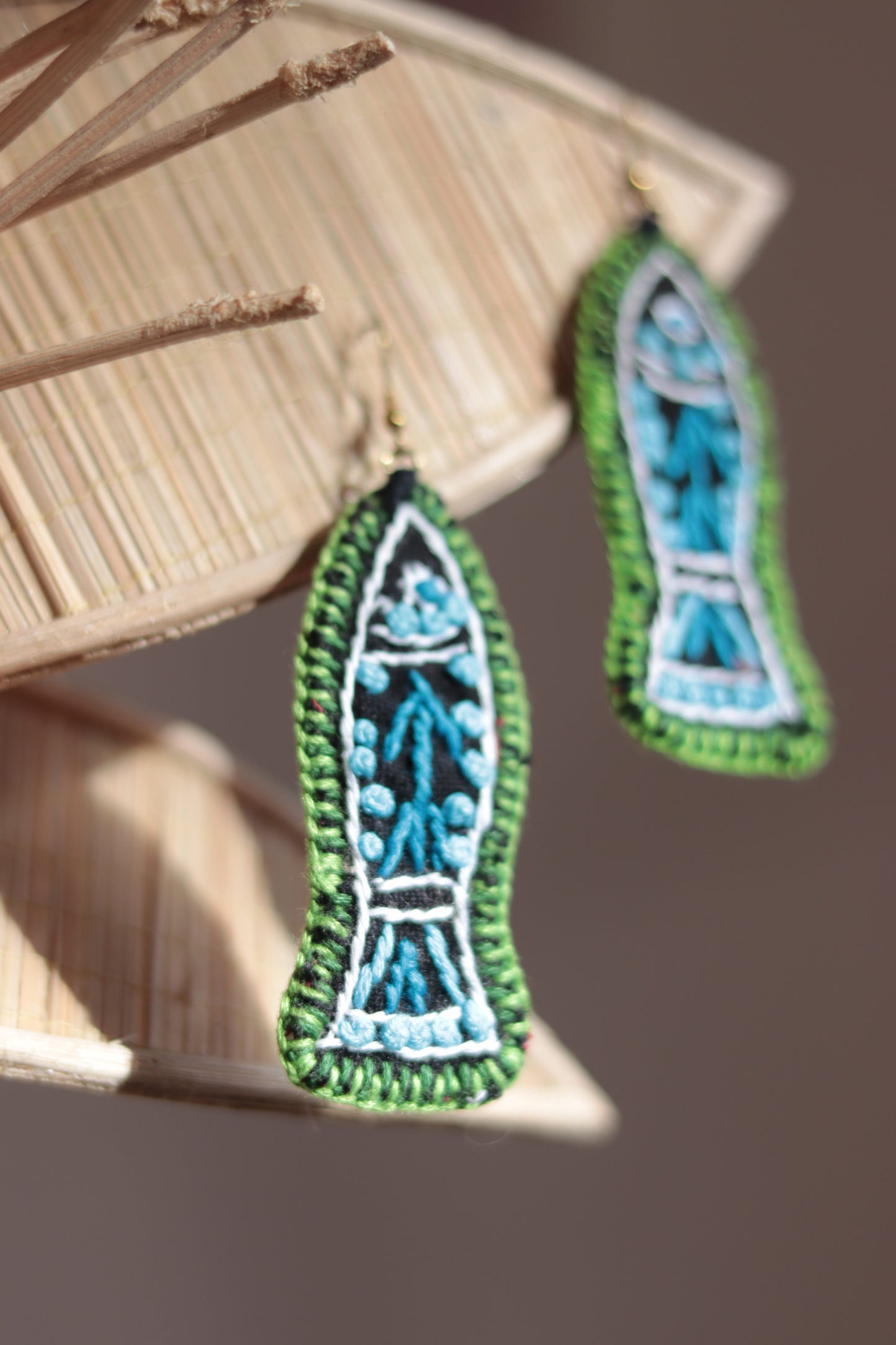 Handembroidered Fish Fabric Earings New- GE112