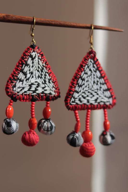 Handcrafted Gamcha Fabric Earings new- GE006