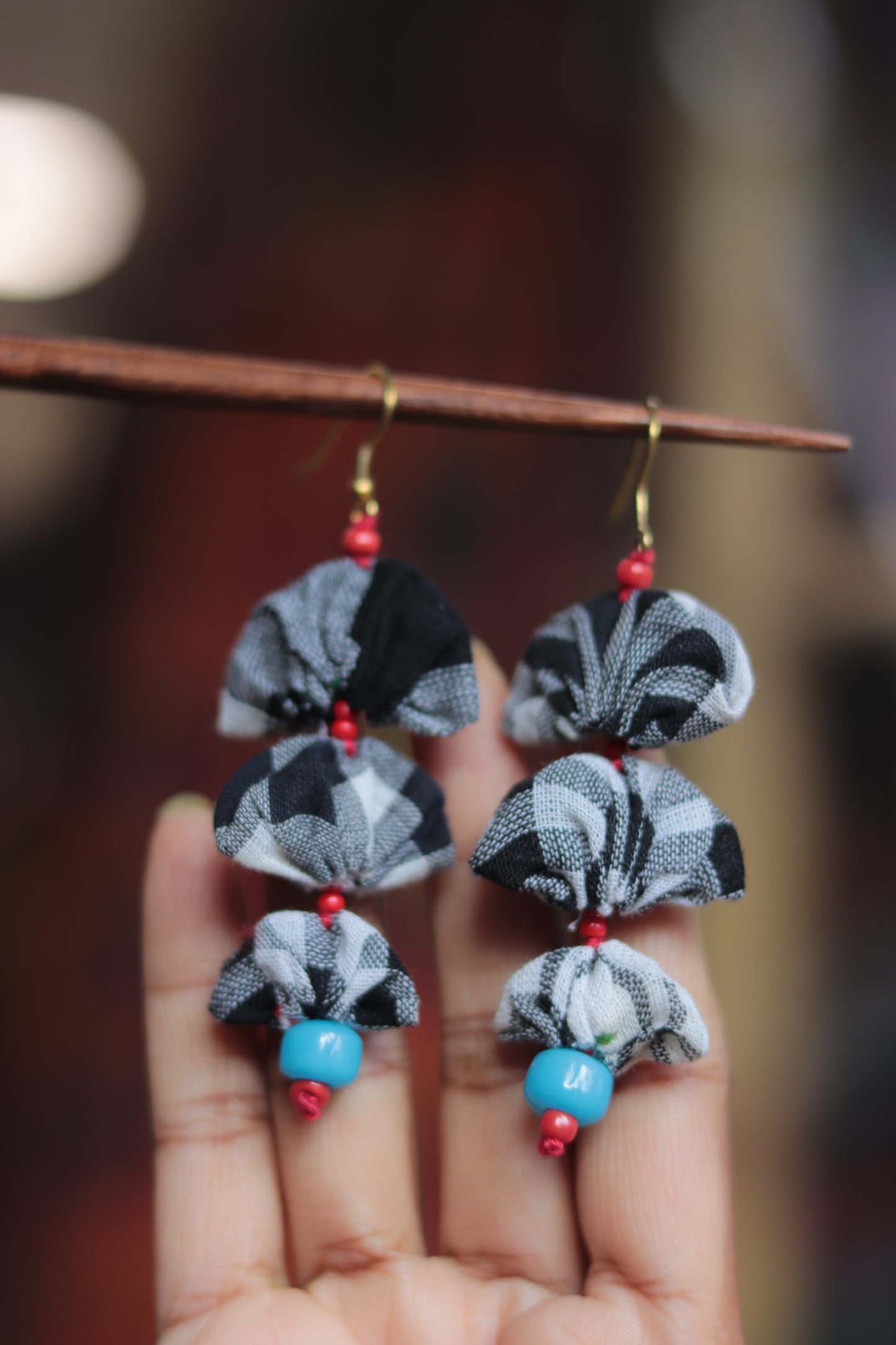 Handcrafted Gamcha Fabric Earings New- GE110