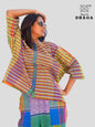 Handloom Gamcha Cotton Multicolor Free Size Front-Open Women’s Short Top/Jacket (TOP19)