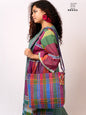 Hand-Embroidered Cotton Gamcha Sling Bag | Adjustable Crossbody Bag with Kantha, Feather & Lezy Stitch   | Rangila Dhaga  SL29
