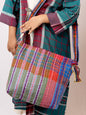 Hand-Embroidered Cotton Gamcha Sling Bag | Adjustable Crossbody Bag with Kantha, Feather & Lezy Stitch   | Rangila Dhaga  SL30
