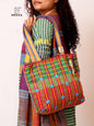 Hand-Embroidered Cotton Gamcha Tote Bag | Artisan Shoulder Bag with Zip Closure & Multi-Pocket Design 104