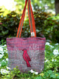 Red Hand Embroidered Gamcha Pakhi Tote Bag with Hand Embroidered Handle  Bag111