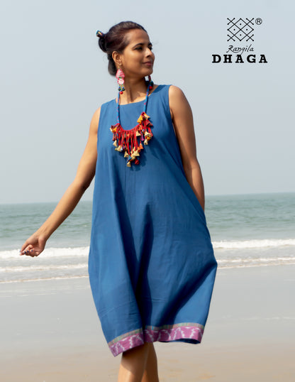 handloom blue sleeveless dress