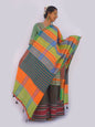 Patch work Gamcha Fashion Handloom Cotton Dupatta DP22 (Oreng Green  Multicolor)