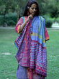 All Over Hand Embroidered Kantha Gamcha Patchwork Dupatta  – Multicolor- Tassels (2.5m)- GD024