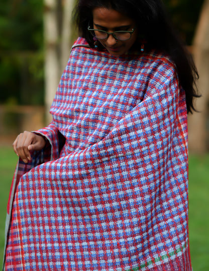 All Over Hand Embroidered Kantha Gamcha Patchwork Dupatta with Appliqué Circle Motifs – Multicolor- Tassels (2.5m)- GD014