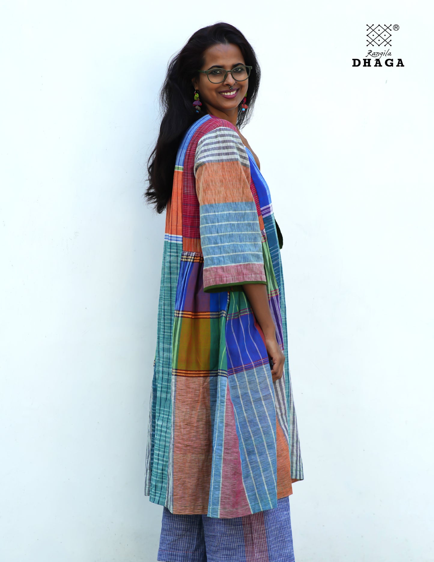 Multicolor Free Size Dress with Pockets – Knee Length, Flared Fit