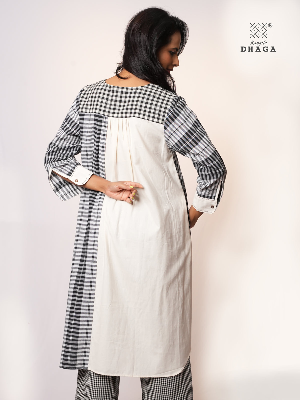 Hand-Painted Birds Handloom Gamcha Cotton Kurta & Pant Set| Rangila Dhaga K15