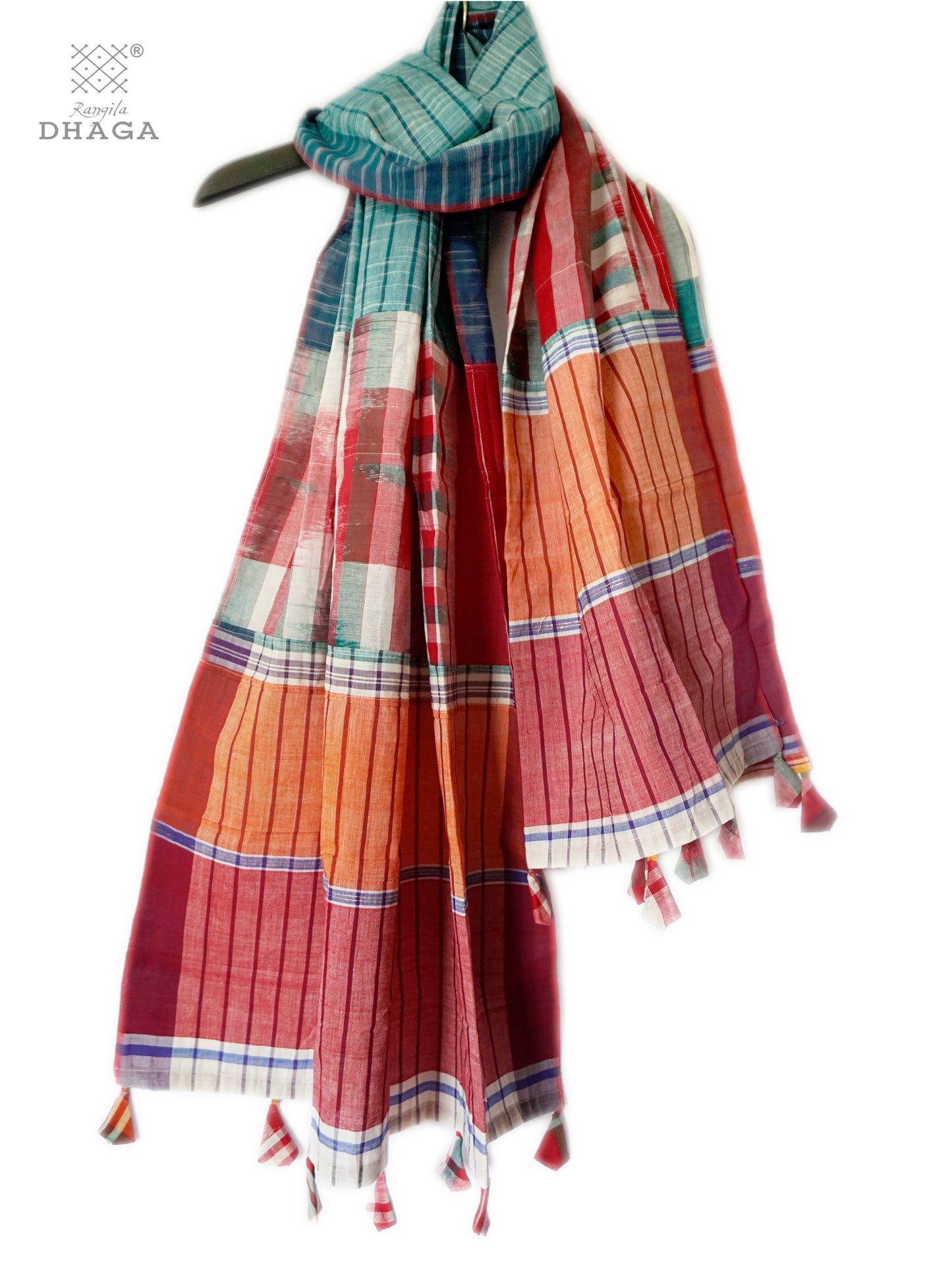 Patch work Gamcha Fashion Handloom Cotton Dupatta (Multi Color) DP07