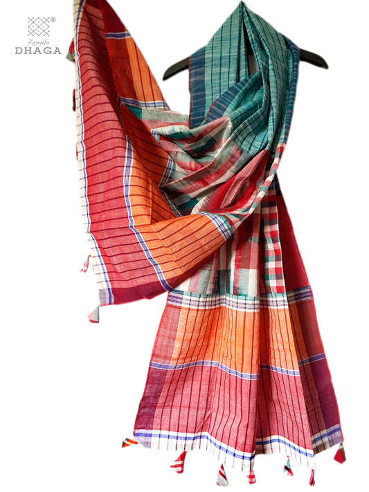 Patch work Gamcha Fashion Handloom Cotton Dupatta (Multi Color) DP07
