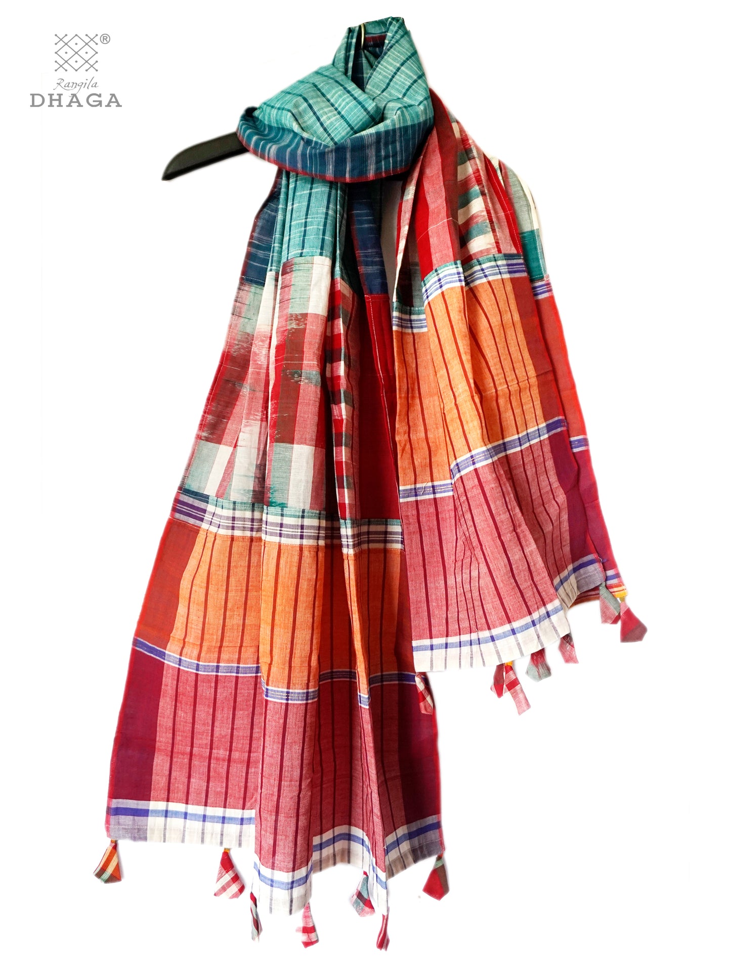 Patch work Gamcha Fashion Handloom Cotton Dupatta (Multi Color) DP07