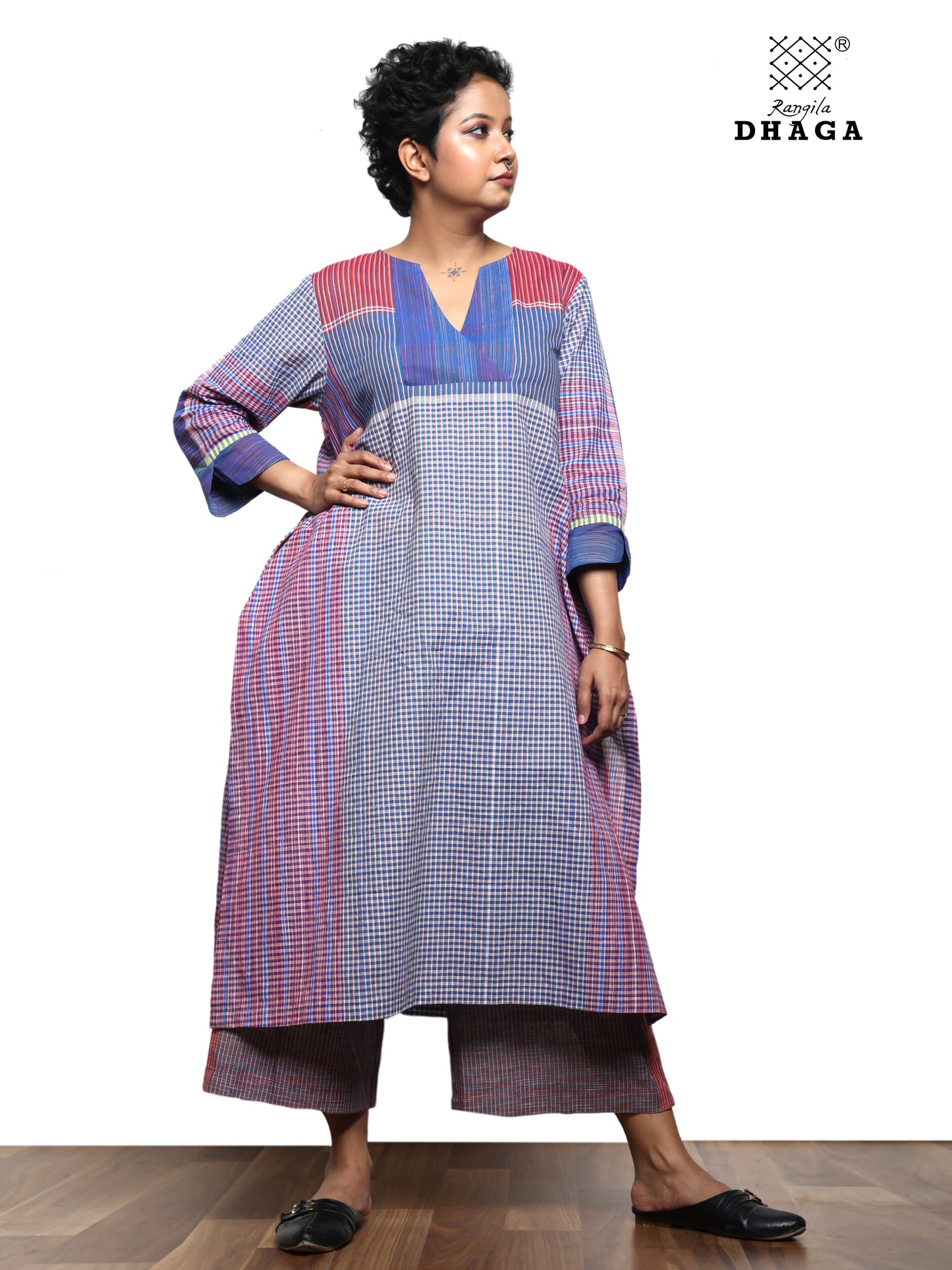 Handloom Cotton Gamcha Kurti with Pant Set- HWK001