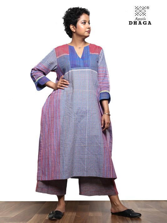 Handloom Cotton Gamcha Kurti with Pant Set- HWK001