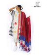 Patch work Gamcha Fashion Handloom Cotton Dupatta ( Red) DP10