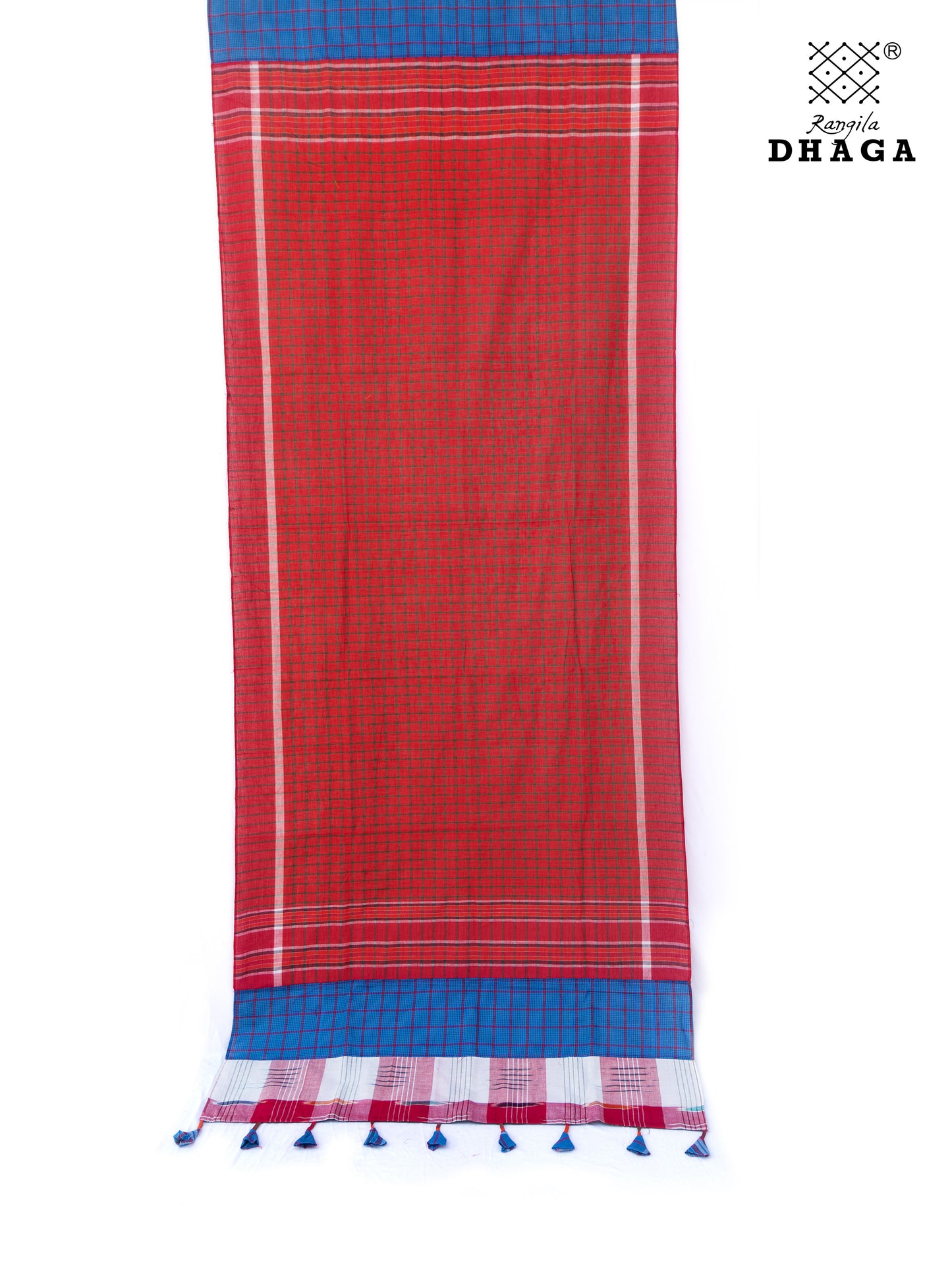 Patch work Gamcha Fashion Handloom Cotton Dupatta ( Red) DP10