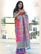 Handloom Patchwork Kotki Gamcha Saree in Multicolor Pallu with Tassels GS150