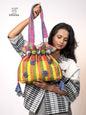 Multicolor Hand Embroidered Gamcha Potli Tote Bag – Kantha Stitch Drawstring Bag | Rangila Dhaga PB55