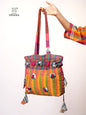 Multicolor Hand Embroidered Gamcha Potli Tote Bag – Kantha Stitch Drawstring Bag | Rangila Dhaga PB56