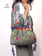 Hand-Embroidered Cotton Gamcha Tote Potli Bag | Multicolor Artisan Shoulder Tote with Zip Closure & Multiple Pockets  111