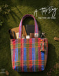 Hand-Embroidered Cotton Gamcha Tote Bag | Multicolor Artisan Shoulder Tote with Zip Closure & Multiple Pockets  107