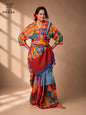 Handloom Kotki & Checked Gamcha Patchwork Saree – Multicolour with Decorative Tassel Pallu GS156